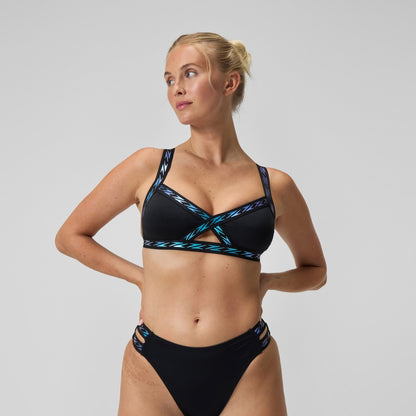 Speedo FLU3NTE Logo Elastic Bikini Top Black