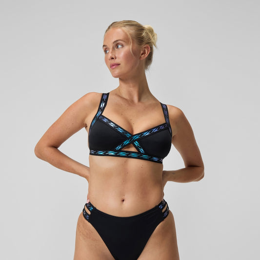 Speedo FLU3NTE Logo Elastic Bikini Top Black