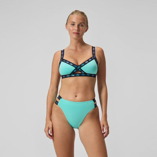 Speedo FLU3NTE Logo Elastic Hi Waist Bikini Bottom Turquoise