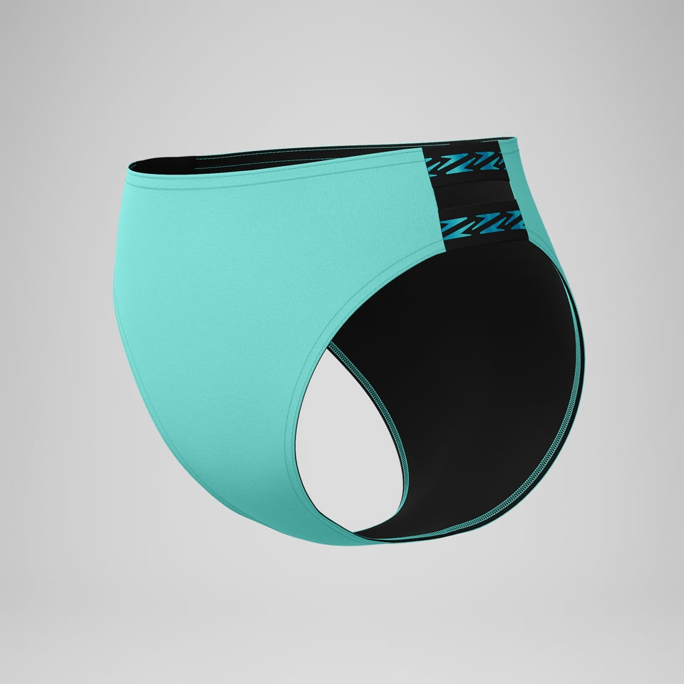 Speedo FLU3NTE Logo Elastic Hi Waist Bikini Bottom Turquoise