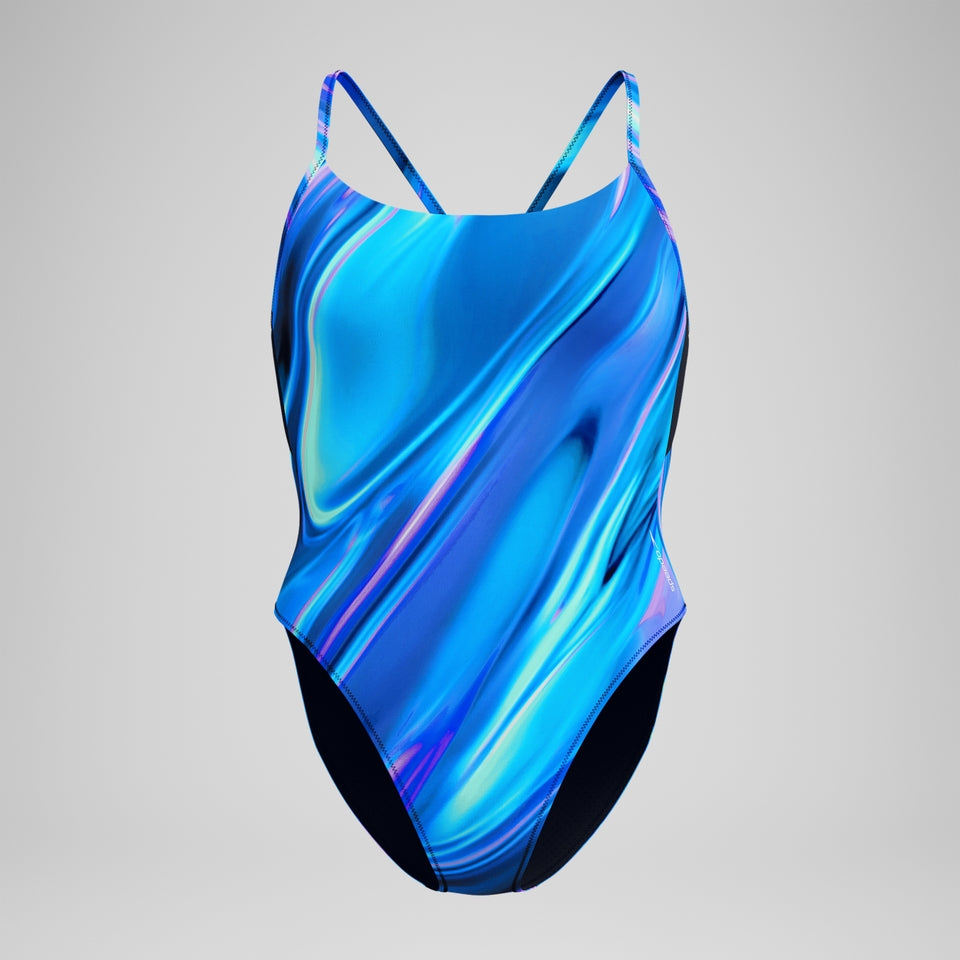 Speedo Printed Racerback Swimsuit Blue/Teal