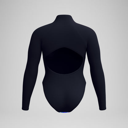 Speedo Printed Long Sleeve Zip Swimsuit Blue