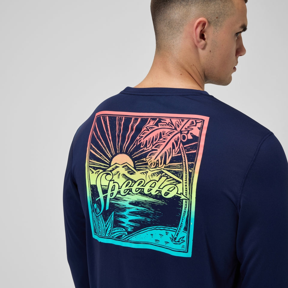 Speedo Long Sleeve Swim Shirt Navy