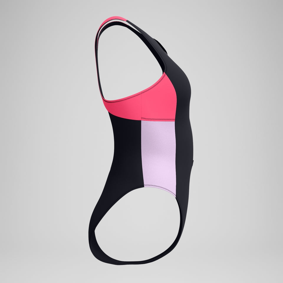 Speedo Colourblock Zip Swimsuit Black/Pink