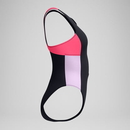 Speedo Colourblock Zip Swimsuit Black/Pink