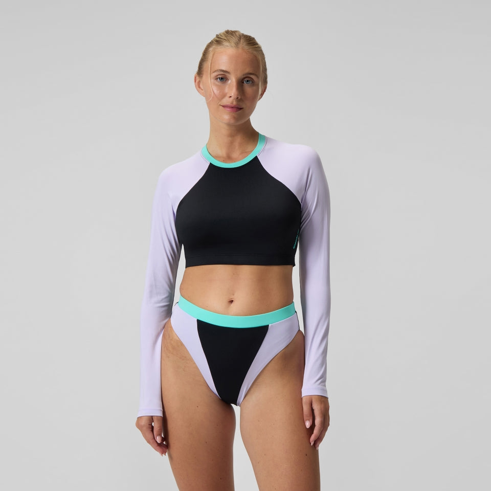 Speedo FLU3NTE Solid Long Sleeve Rash Top Black/Lilac
