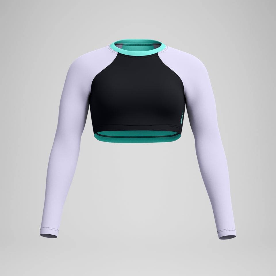 Speedo FLU3NTE Solid Long Sleeve Rash Top Black/Lilac