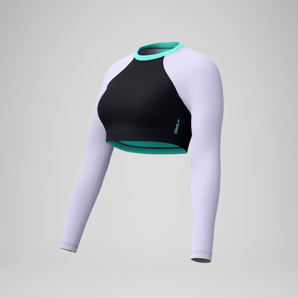 Speedo FLU3NTE Solid Long Sleeve Rash Top Black/Lilac