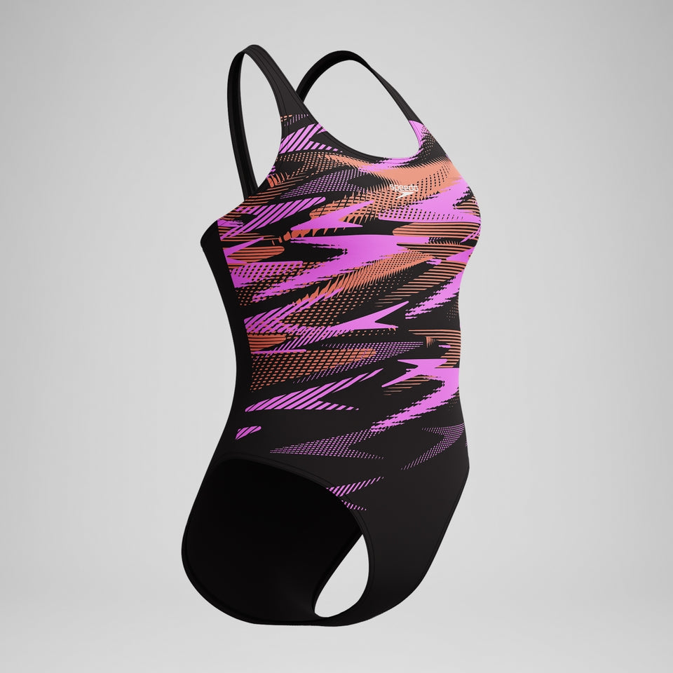 Speedo HyberBoom Placement Swimsuit Black/Coral