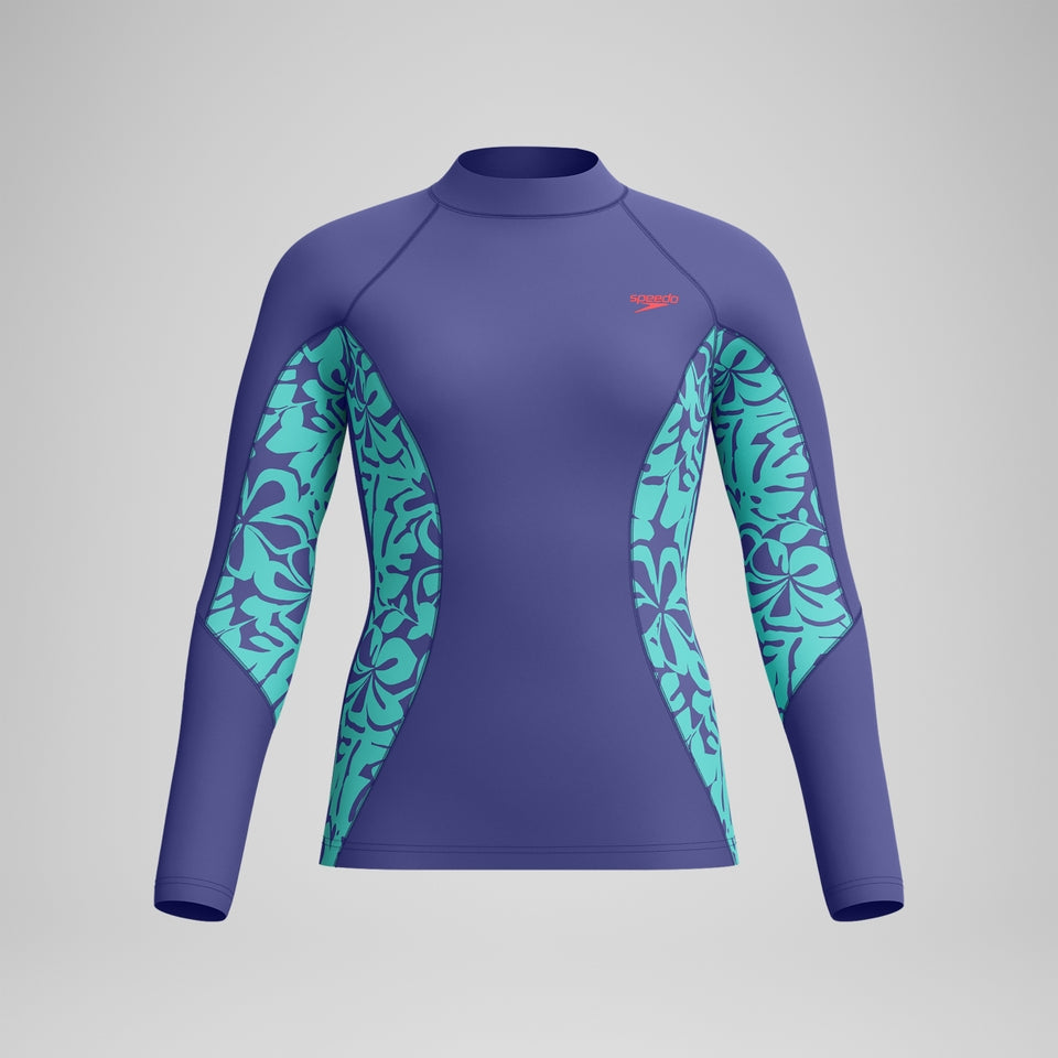Speedo Printed Long Sleeve Rash Top Blue/Green