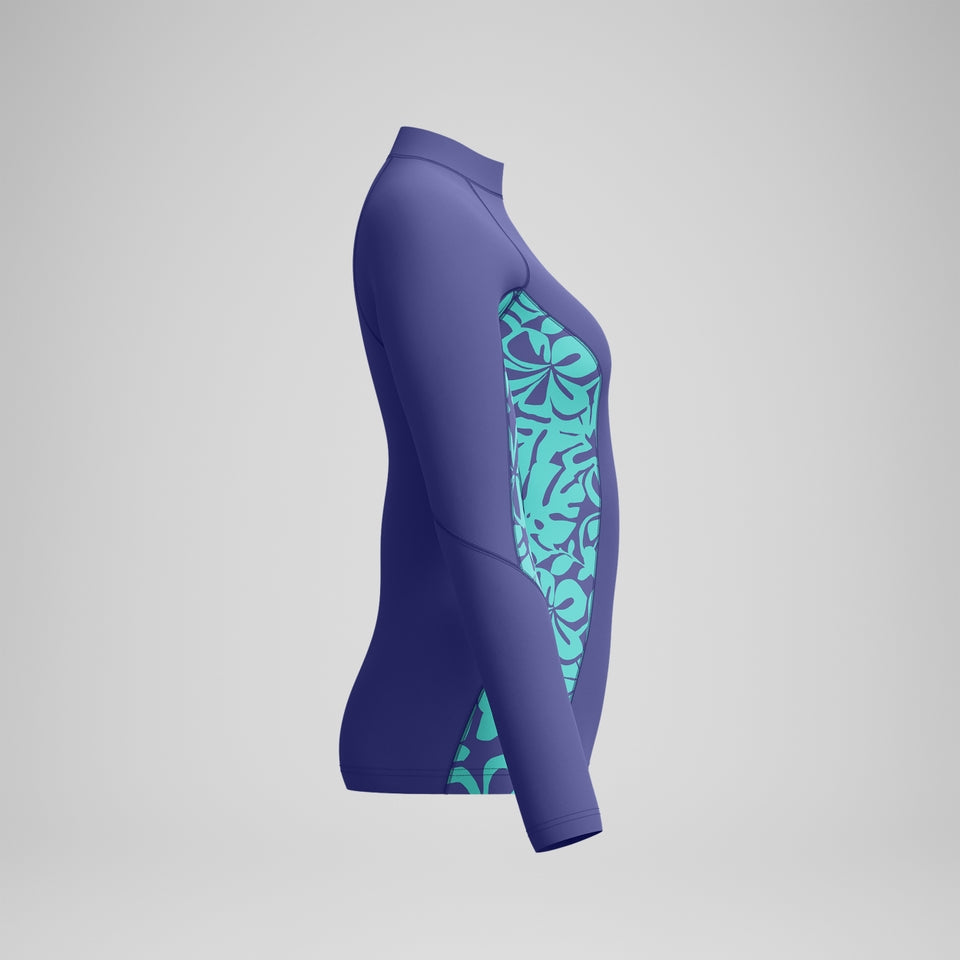 Speedo Printed Long Sleeve Rash Top Blue/Green