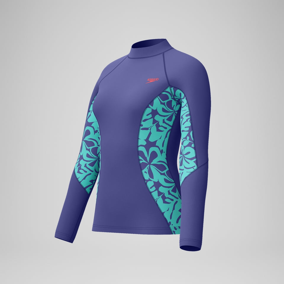 Speedo Printed Long Sleeve Rash Top Blue/Green