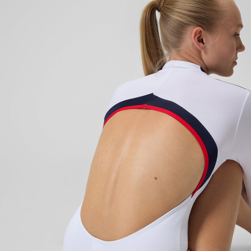 Speedo Jetstream Long Sleeve Zip Swimsuit White/Navy