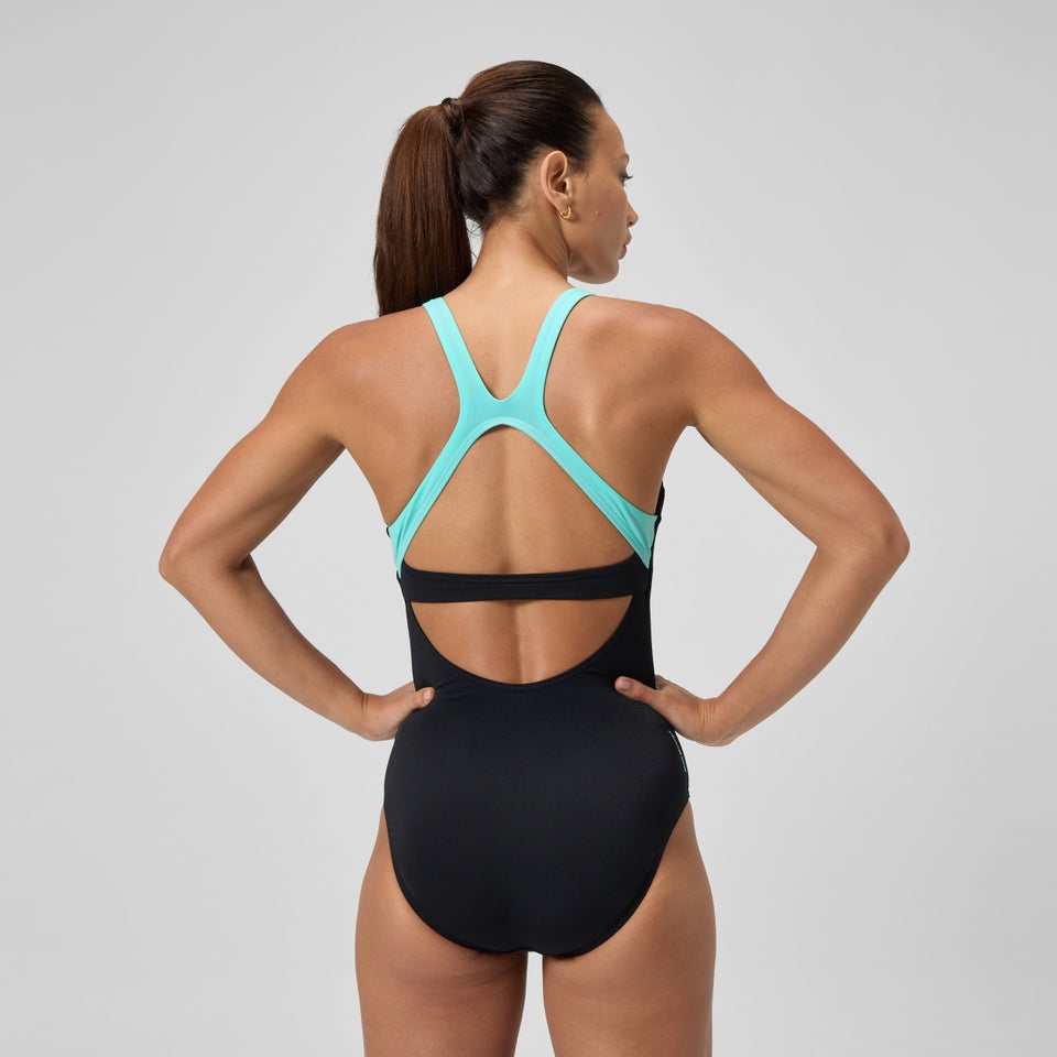 Speedo Racerback Swimsuit Black/Green