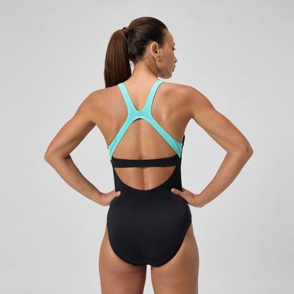 Speedo Racerback Swimsuit Black/Green