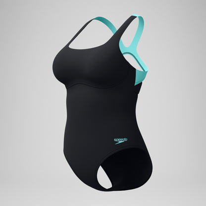 Speedo Racerback Swimsuit Black/Green
