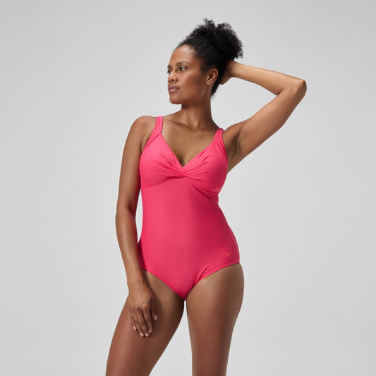 Speedo Shaping Cross Knot Swimsuit Pink