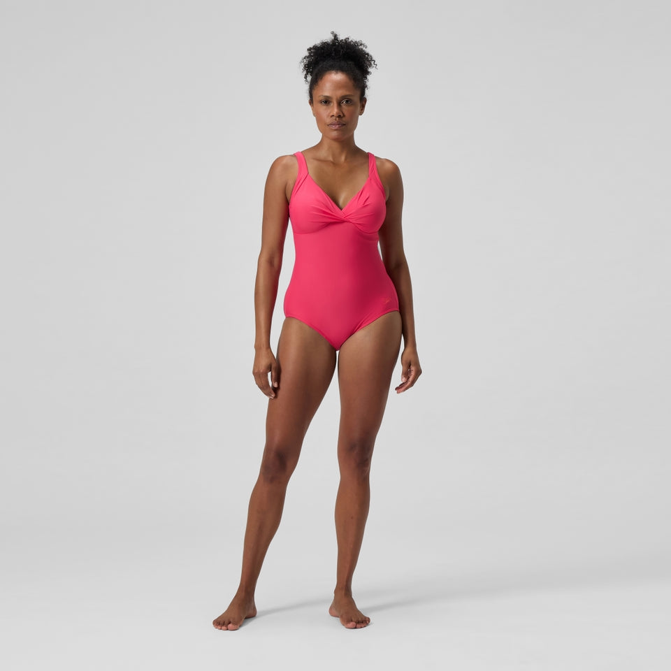 Speedo Shaping Cross Knot Swimsuit Pink
