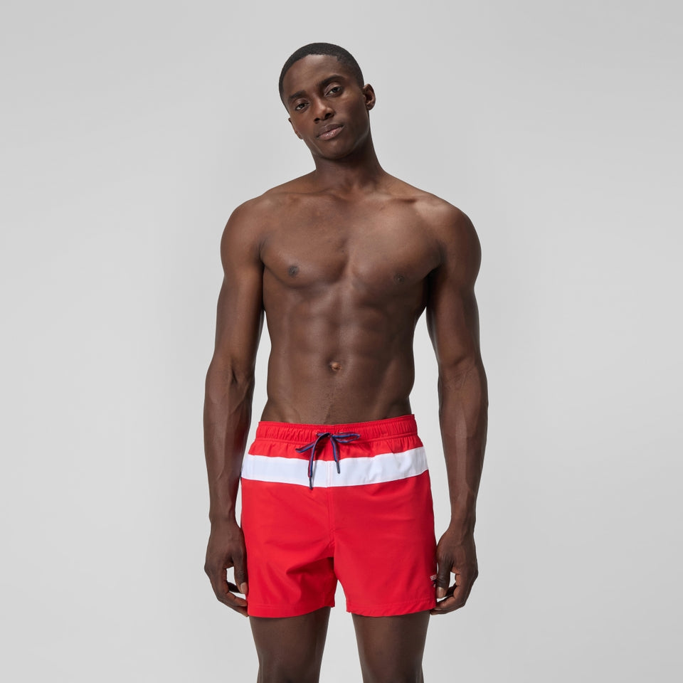 Speedo Jetstream 16'' Striped Colourblock Swim Shorts Red/White