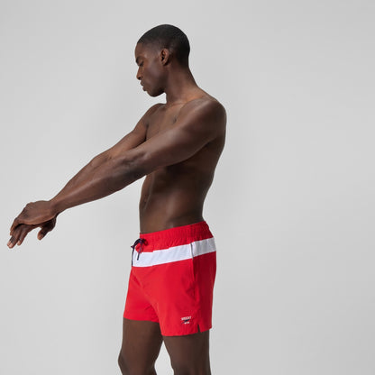 Speedo Jetstream 16'' Striped Colourblock Swim Shorts Red/White