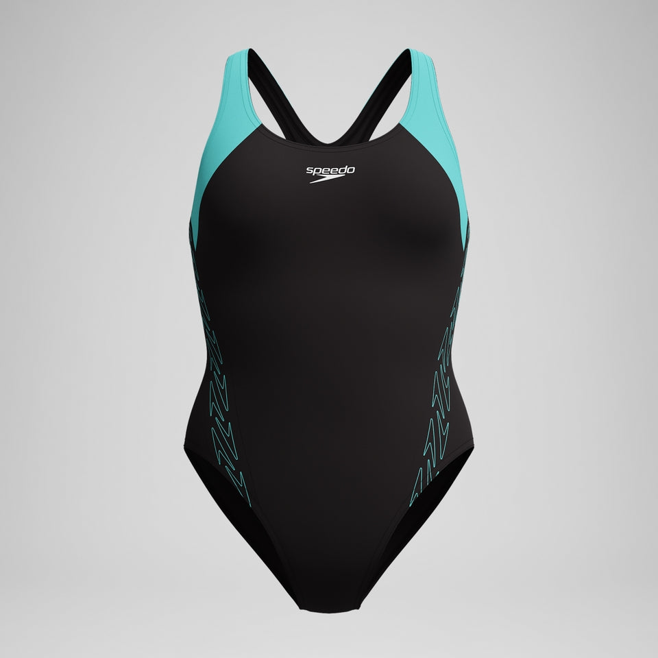 Speedo HyberBoom Splice Racerback Swimsuit Black/Turquoise