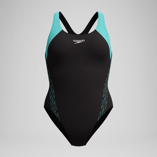 Speedo HyberBoom Splice Racerback Swimsuit Black/Turquoise
