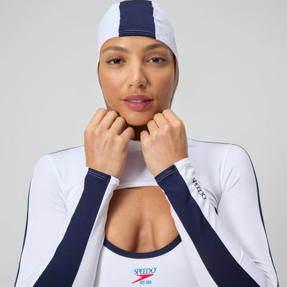 Speedo Jetstream Long Sleeve Hooded Shrug Top White/Navy