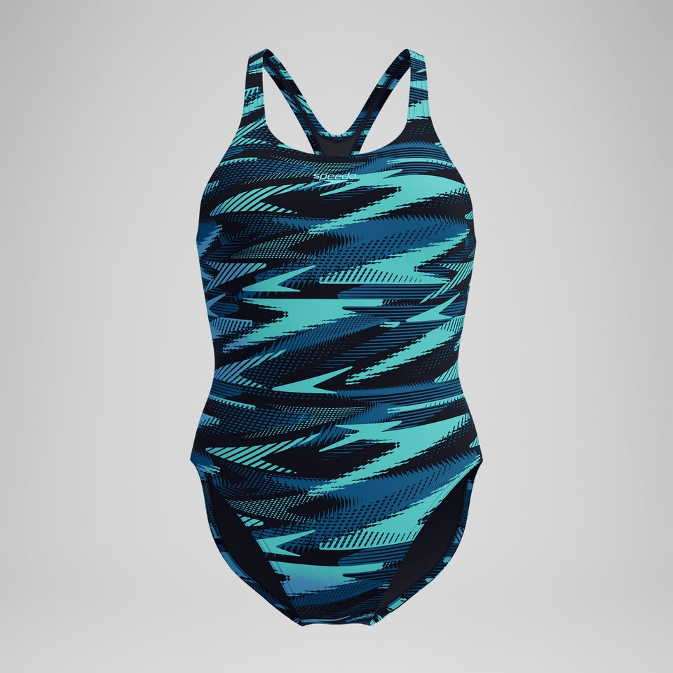 Speedo HyberBoom Allover Medalist Swimsuit DarkTeal/Green