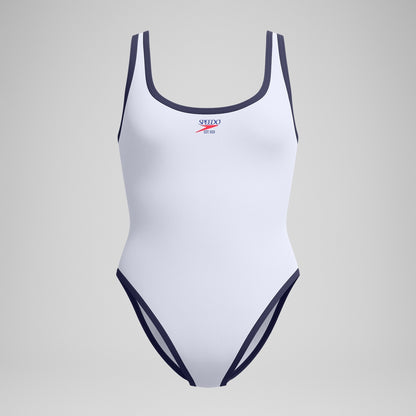 Speedo Jetstream Solid Scoop Bound Swimsuit White/Navy