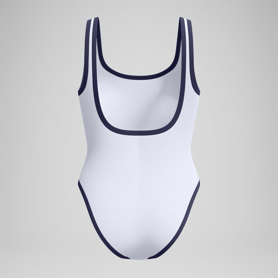 Speedo Jetstream Solid Scoop Bound Swimsuit White/Navy