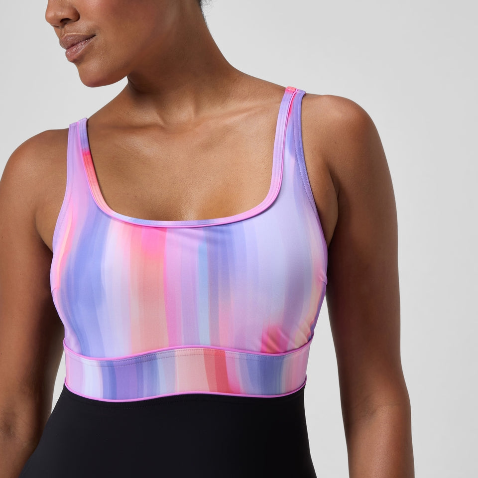 Speedo Shaping Printed Contour Eclipse Swimsuit Black/Pink