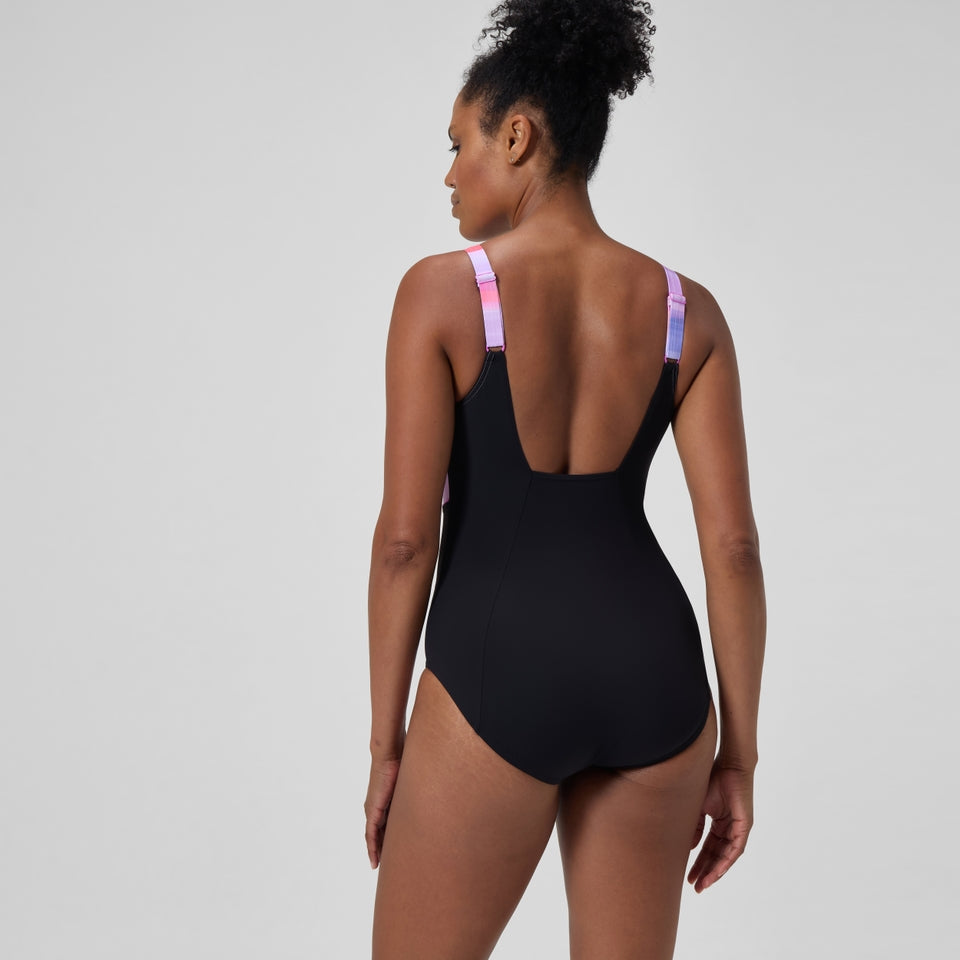 Speedo Shaping Printed Contour Eclipse Swimsuit Black/Pink