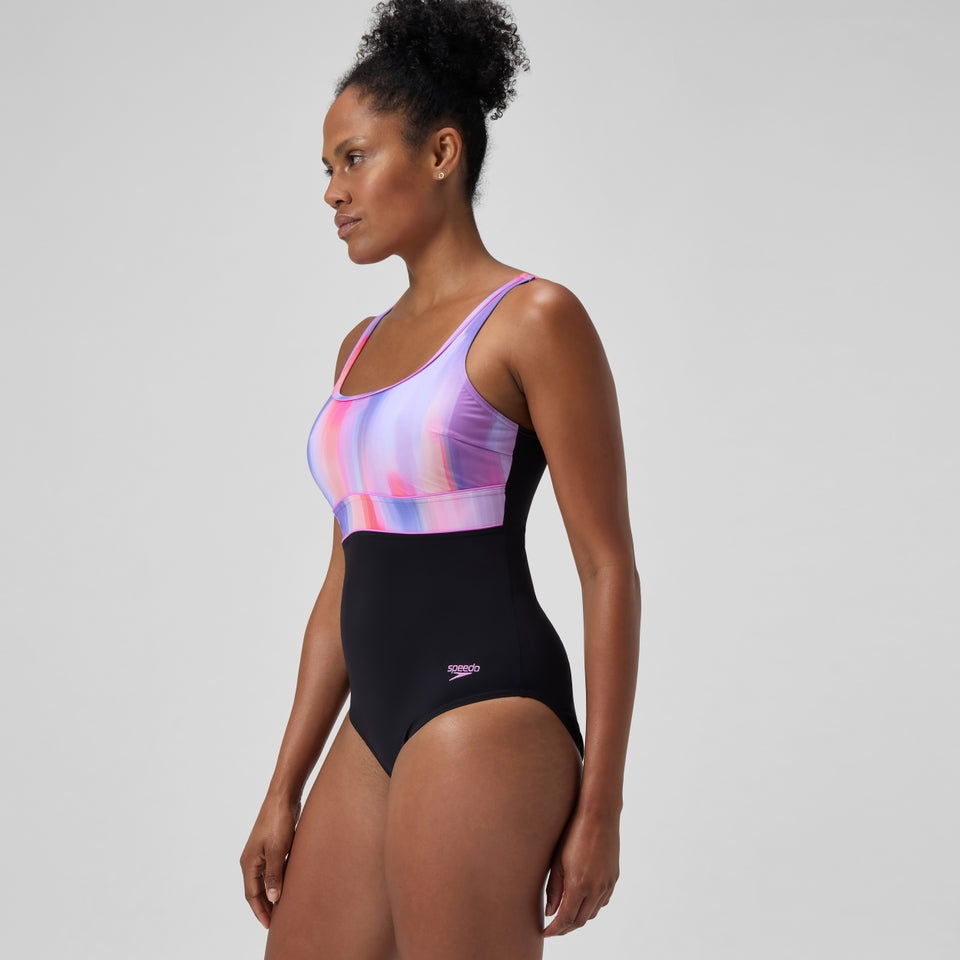 Speedo Shaping Printed Contour Eclipse Swimsuit Black/Pink