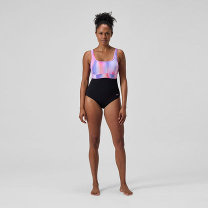 Speedo Shaping Printed Contour Eclipse Swimsuit Black/Pink