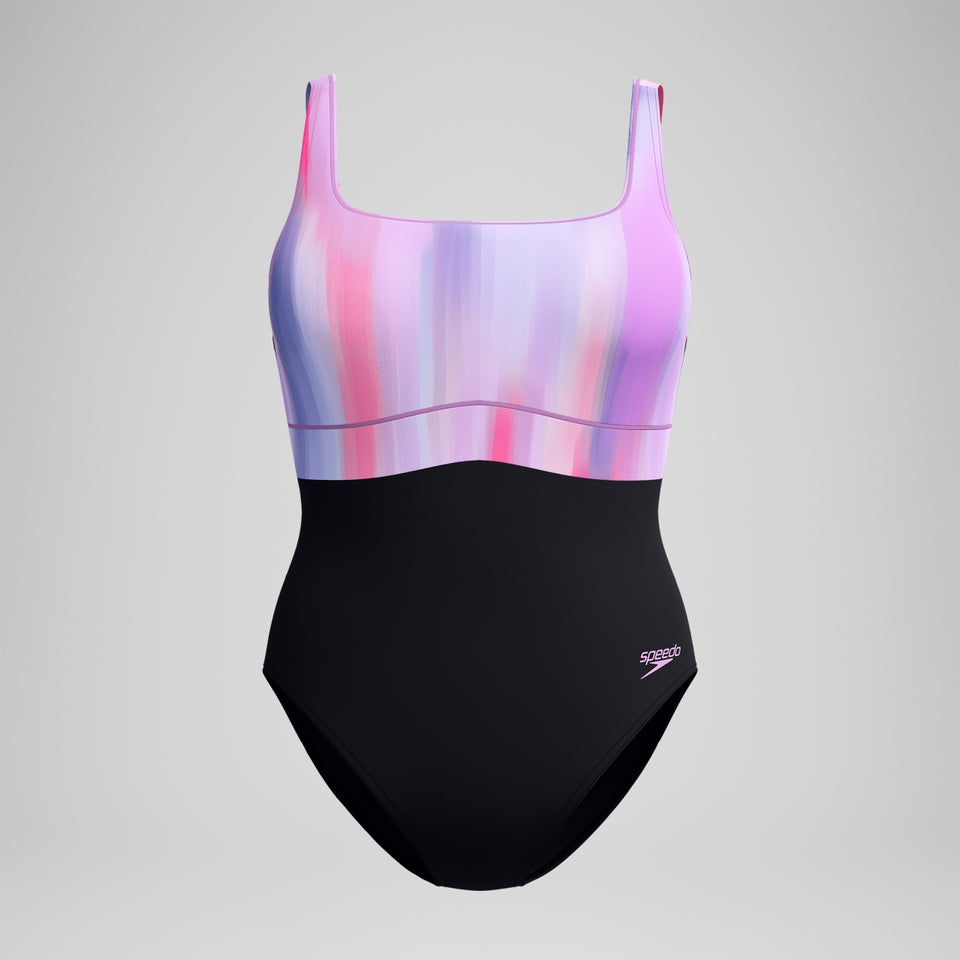 Speedo Shaping Printed Contour Eclipse Swimsuit Black/Pink