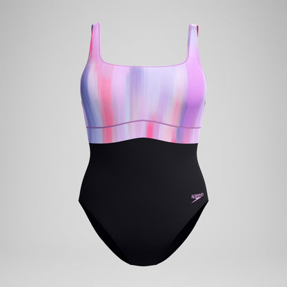 Speedo Shaping Printed Contour Eclipse Swimsuit Black/Pink