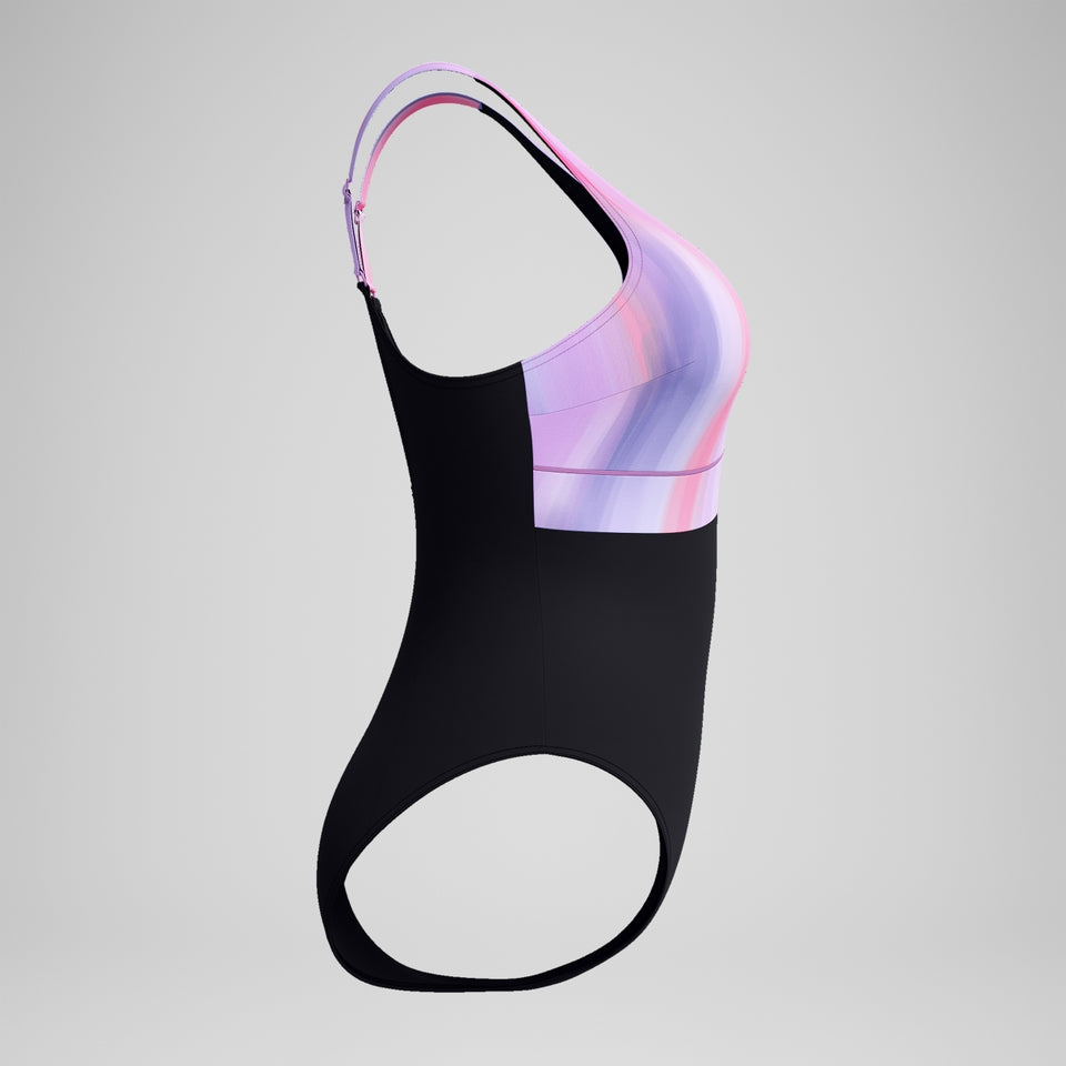 Speedo Shaping Printed Contour Eclipse Swimsuit Black/Pink