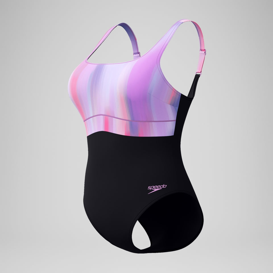 Speedo Shaping Printed Contour Eclipse Swimsuit Black/Pink