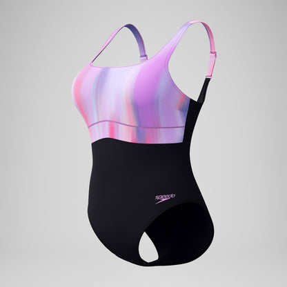 Speedo Shaping Printed Contour Eclipse Swimsuit Black/Pink
