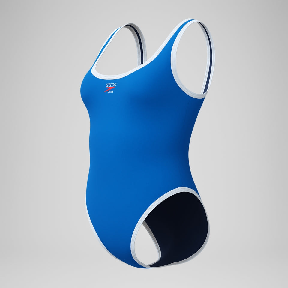 Speedo Jetstream Solid Scoop Bound Swimsuit Blue/White