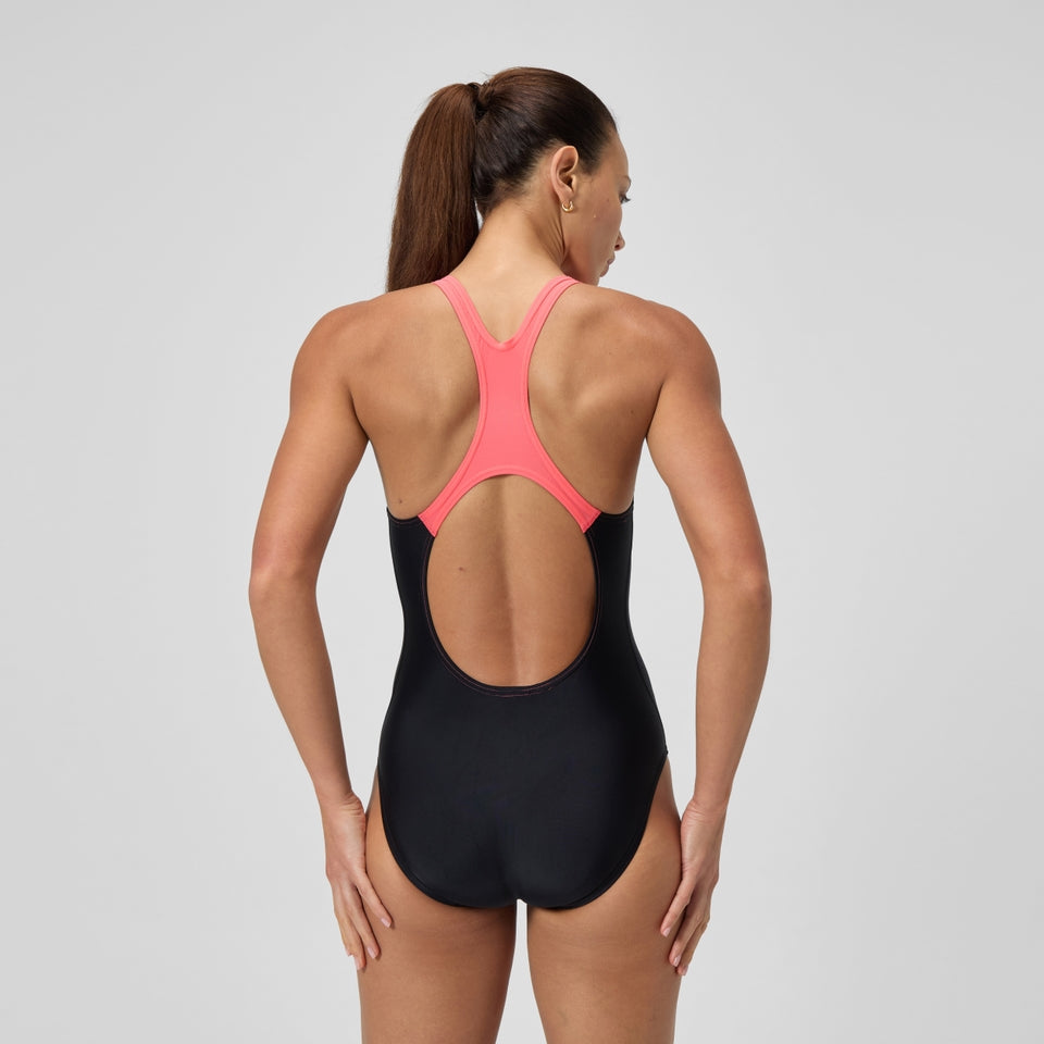 Speedo Medley Logo Swimsuit Black/Coral