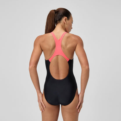 Speedo Medley Logo Swimsuit Black/Coral