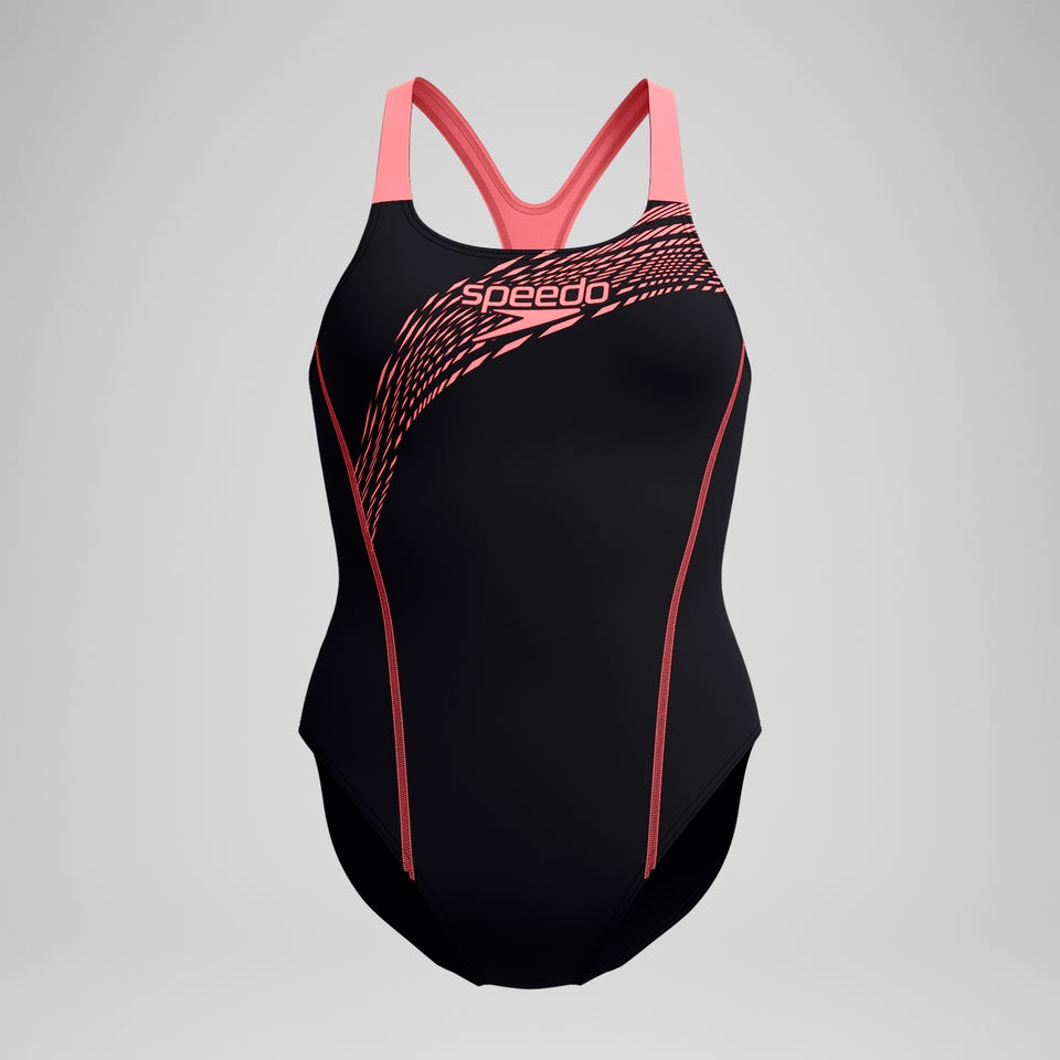 Speedo Medley Logo Swimsuit Black/Coral