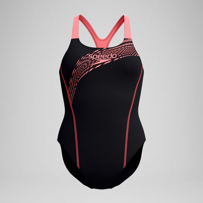 Speedo Medley Logo Swimsuit Black/Coral