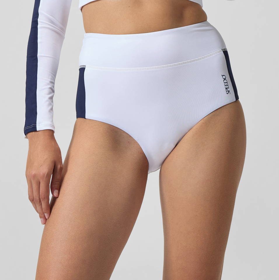 Speedo Jetstream Colourblock Banded Boyleg Bikini Bottom White/Navy