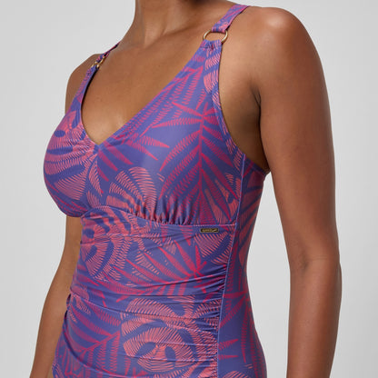 Speedo Shaping V Neck Swimsuit Pink/Orange