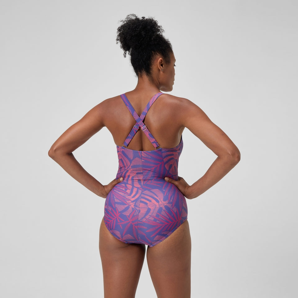 Speedo Shaping V Neck Swimsuit Pink/Orange