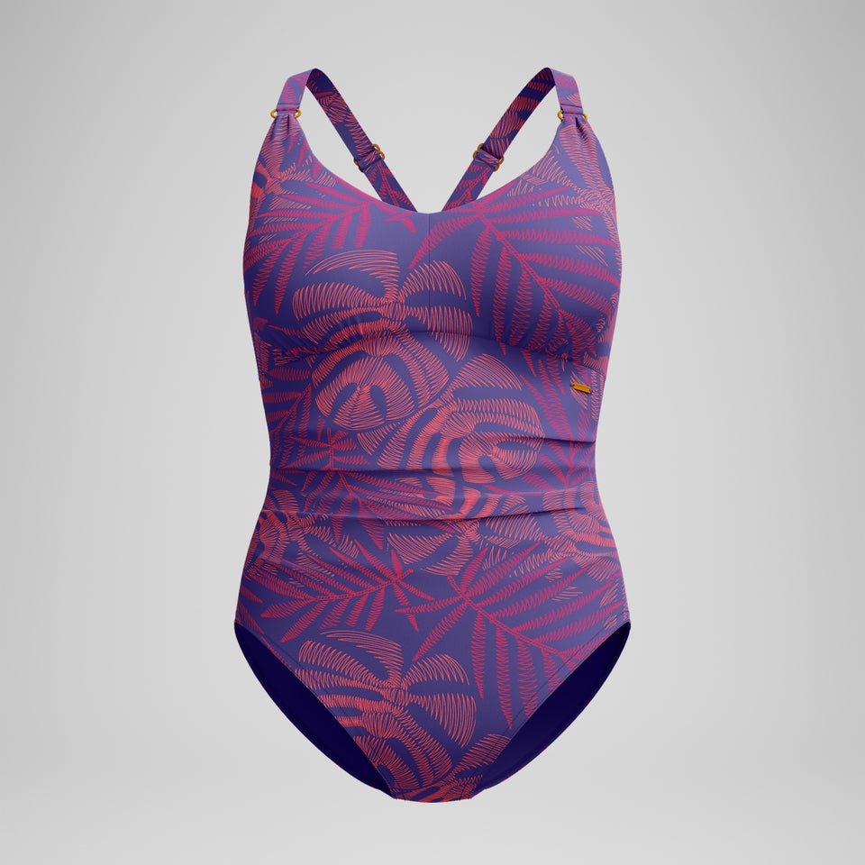Speedo Shaping V Neck Swimsuit Pink/Orange