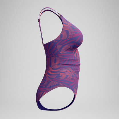Speedo Shaping V Neck Swimsuit Pink/Orange