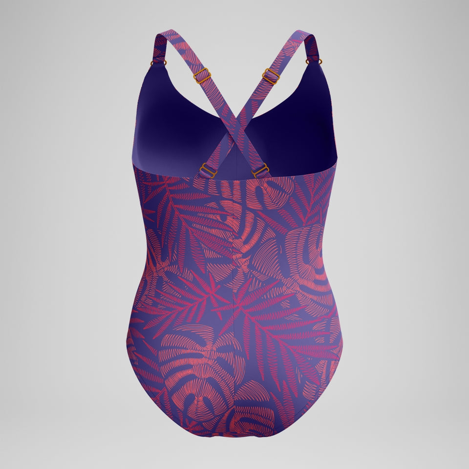 Speedo Shaping V Neck Swimsuit Pink/Orange